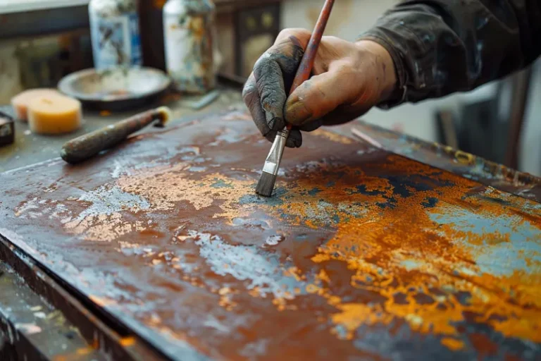 como pintar efecto oxido en metal