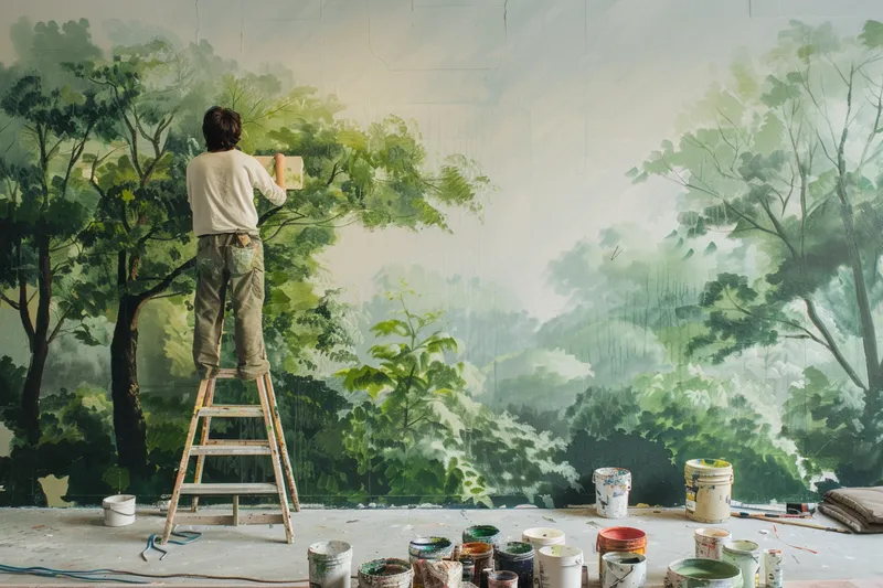 como pintar un bosque en una pared